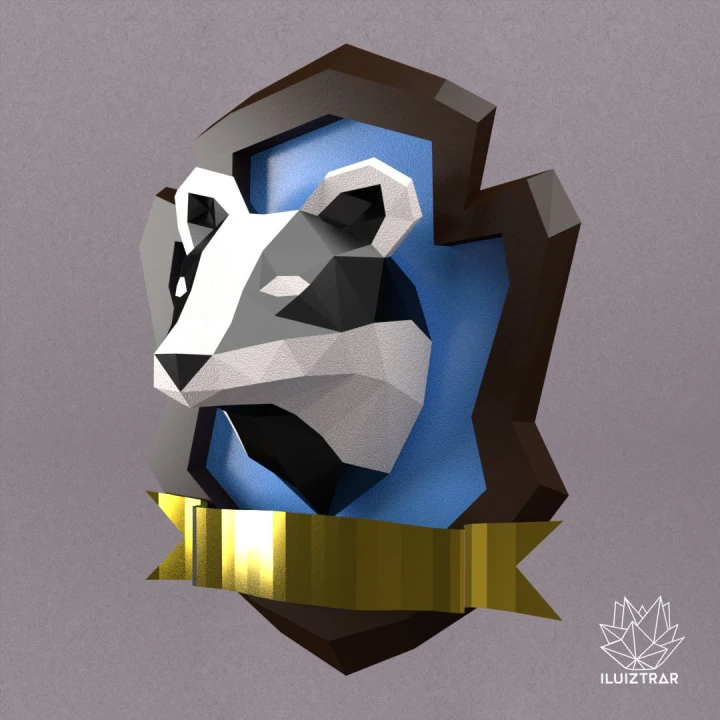 Low Poly Hufflepuff Badger Crest Papercraft Template | DIY 3D Geometric Harry Potter Wall Art | Hogwarts House Decor