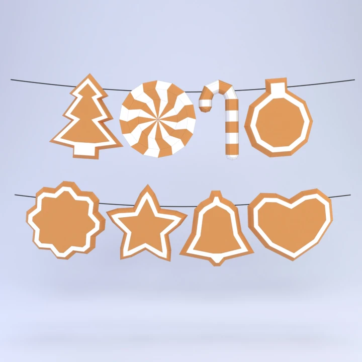 Low Poly Gingerbread Christmas Tree Papercraft Template | DIY 3D Edible-Look Holiday Figure | Advent Calendar & Mantelpiece Decor