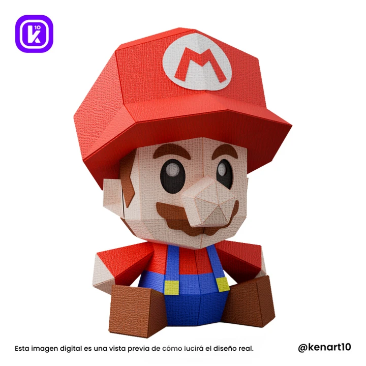 Mini Mario, Super Mario Game Character Papercraft Low Poly 3d DIY Kenart10