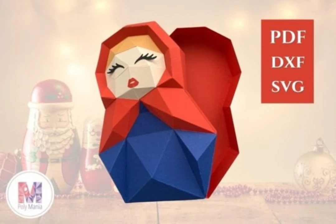 3D Matryoshka Papercraft Template – DIY Low Poly Doll (pdf, svg, dxf)