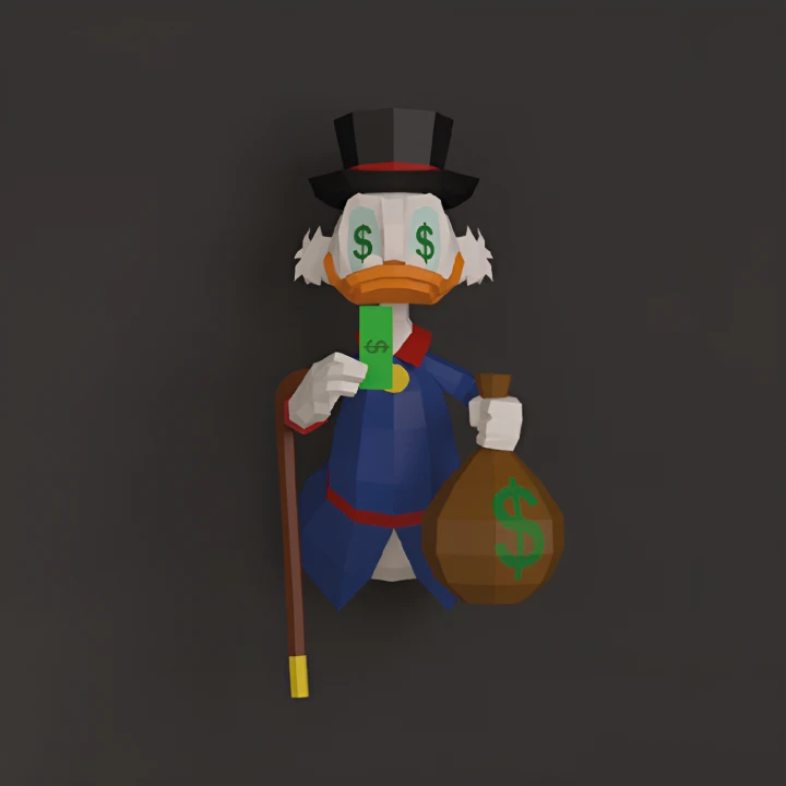 Scrooge McDuck Papercraft, PDF Template, DIY 3d Model, FanArt, Paper Sculpture, Low Poly, Pepakura Craft, Manualidad Scrooge McDuck Papercraft, PDF Template, DIY 3d Model, FanArt, Paper Sculpture, Low Poly, Pepakura Craft, Manualidad
