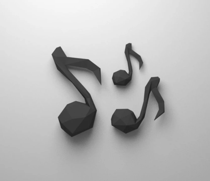 Music Note 3D Wall Decor Low poly Papercraft, DIY, PDF