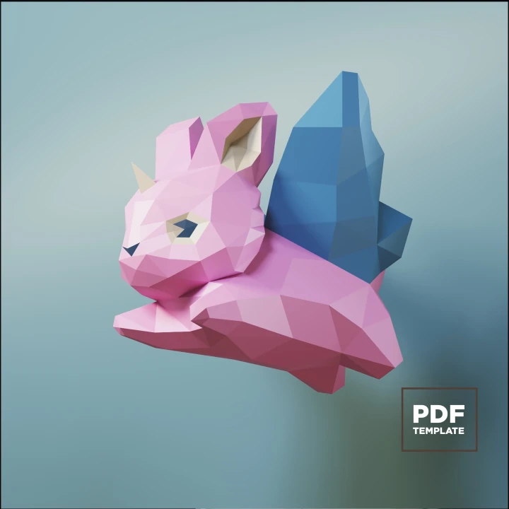 Bunny Butterfly Unicorn, Chimera Rabbit Papercraft Low Poly Decoration, PDF Template, DIY Paper 3D CumulusCraft Bunny Butterfly Unicorn, Chimera Rabbit Papercraft Low Poly Decoration, PDF Template, DIY Paper 3D CumulusCraft