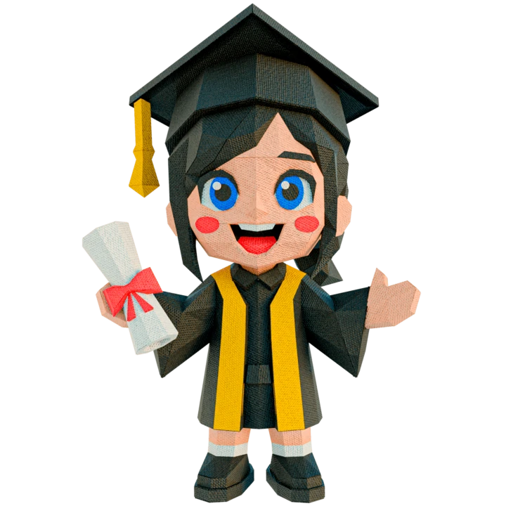 Graduate, Girl, Congratulations Low Poly Papercraft