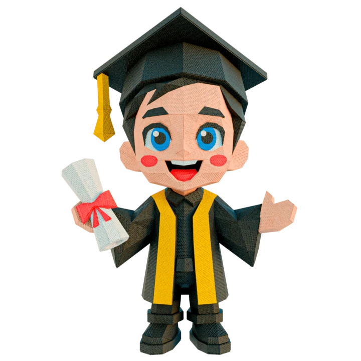 Graduate, Boy, Congratulations Low Poly Papercraft