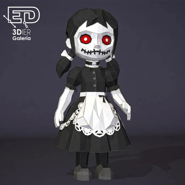 Papercraft Goth Girl, Papercraft Halloween, PDF Templates, Paper Art, 3D Design for Craft, Home Decor, Do It Yourself, 3DIER, PDF Patterns
