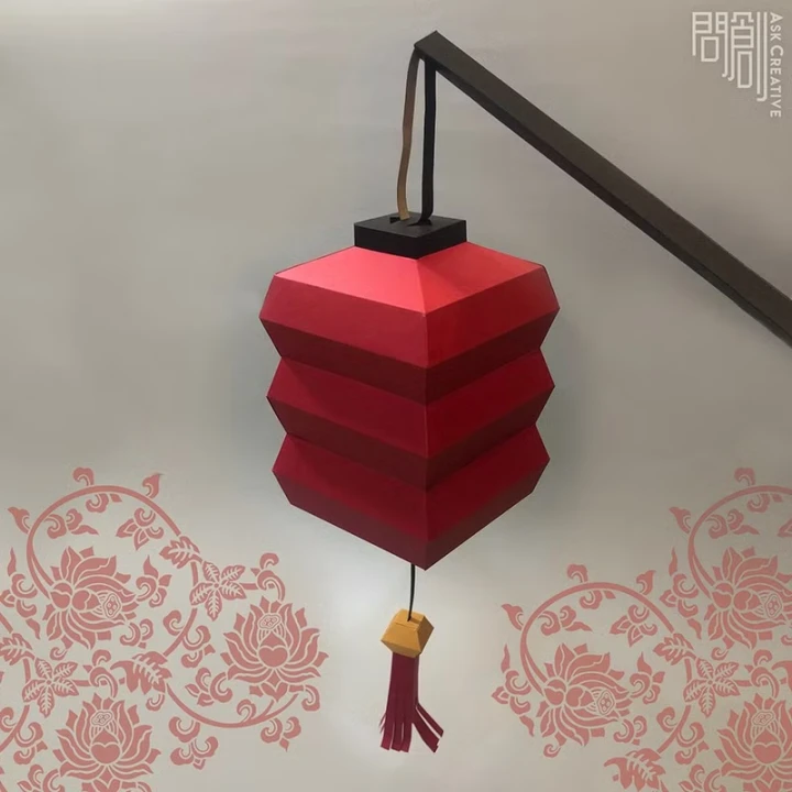 Chinese square Lantern, Papercraft , DIY , Low poly , PDF Papercraft , Lantern Model , Lantern low poly Chinese square Lantern, Papercraft , DIY , Low poly , PDF Papercraft , Lantern Model , Lantern low poly