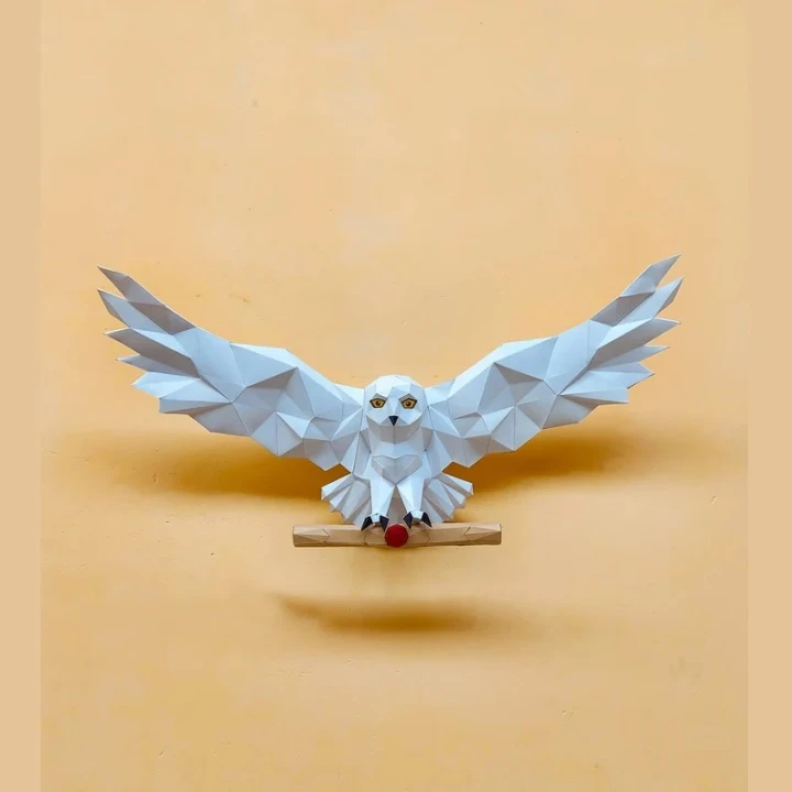 Owl 3D Wall Decor Low poly Papercraft, DIY, PDF