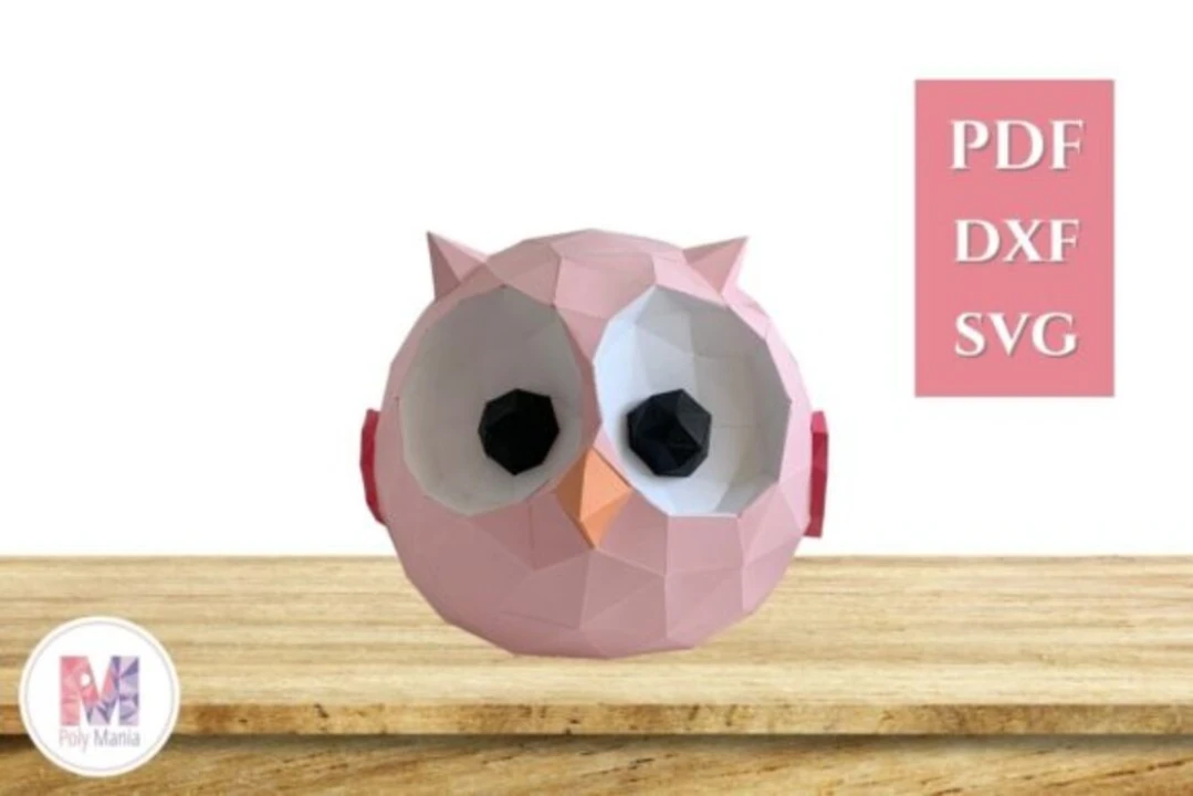 Low Poly Owl Papercraft Template: 3D DIY Home Decor (Digital File)