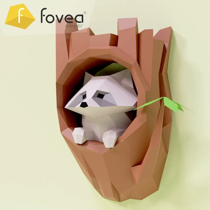 Arbre Aton (Raccoon in Trunk) Papercraft, Lowpoly Papercraft, Fovea ...