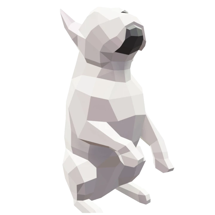 Sitting Dog Boule Papercraft, Lowpoly Papercraft, Fovea - Papercraft - Nonitt