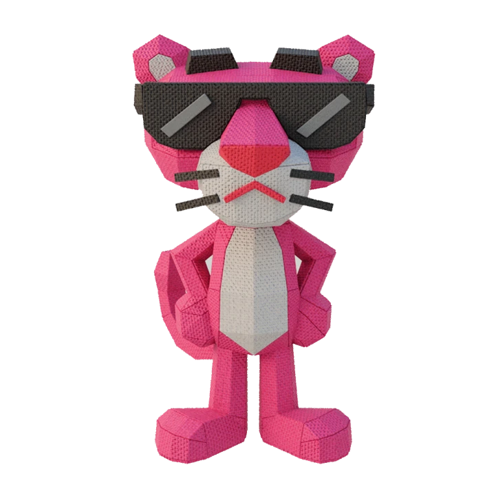 Pink Panther Low Poly Papercraft