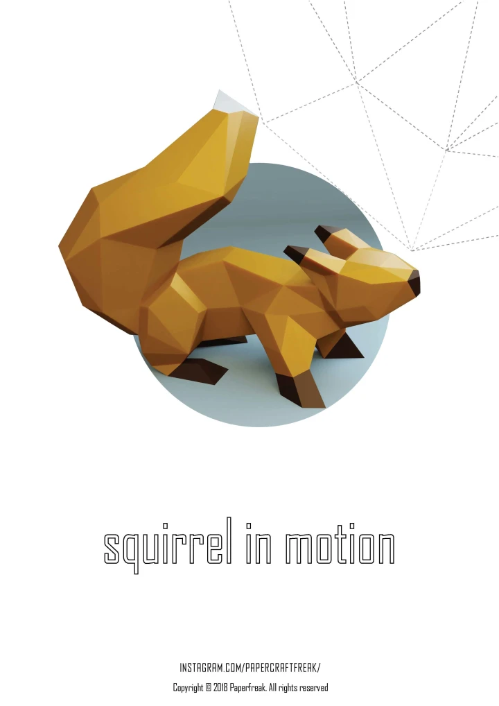 Papercraft 3D squirrel type 2 template handmade wood animals