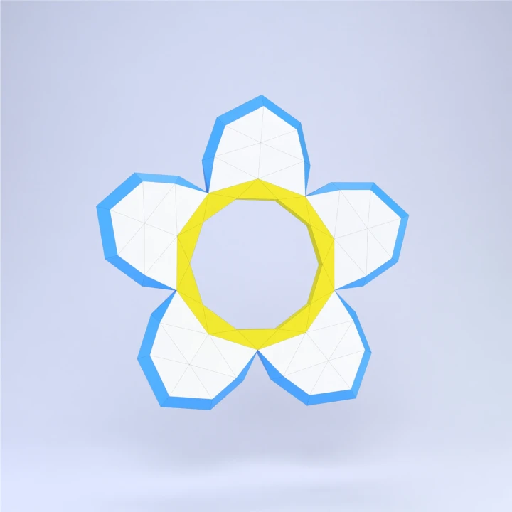 Low Poly Flower Frame Papercraft Template | DIY 3D Geometric Polaroid Frame | Decor & Garden Party Photo Prop