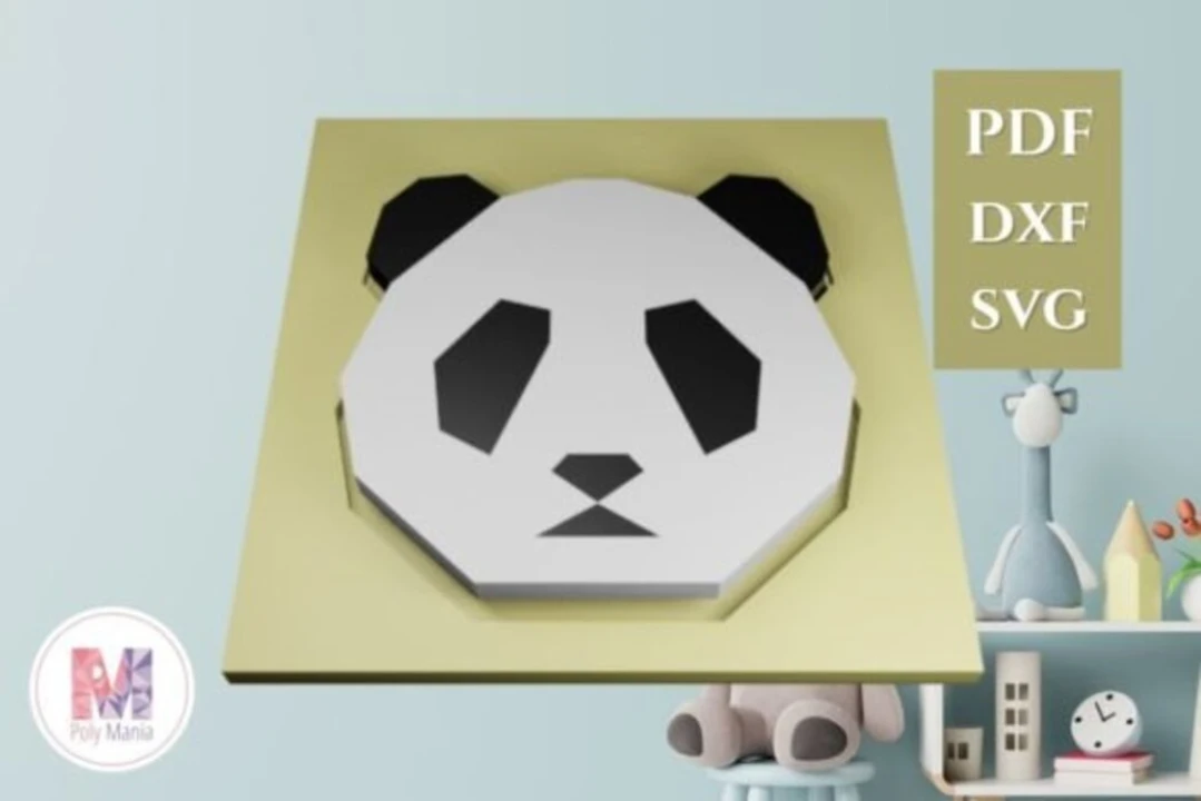 Panda Puzzle Papercraft Template: 3D Low Poly Model (PDF, SVG, DXF)