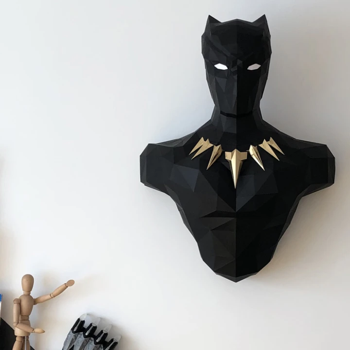 Black Panther Papercraft Hero, Paper Sculpture, Low Poly PDF Template, DIY Decor & Gift