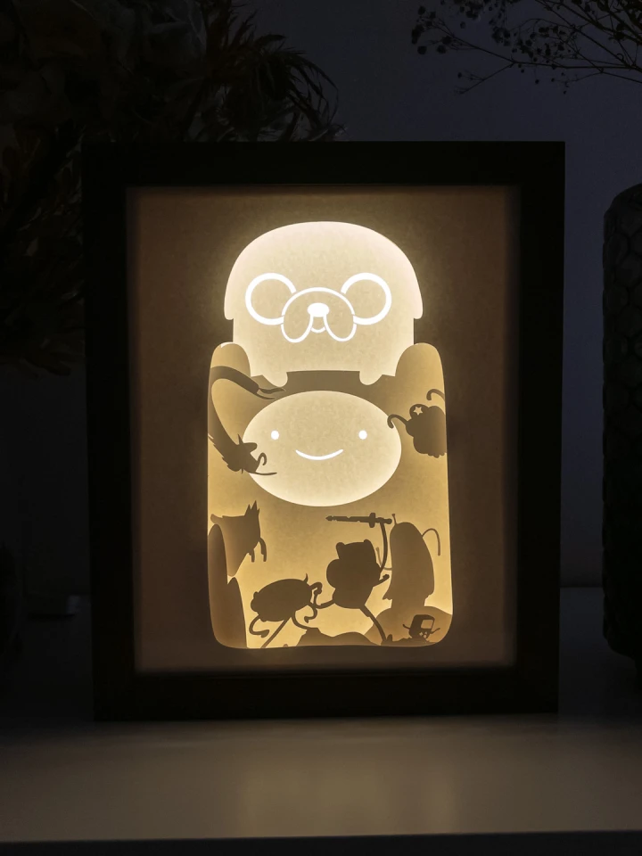 Adventure Time DIY Layered 3D Lightbox Papercut Template | Digital Lightbox Art for Home Decor, Shadow Box SVG PDF