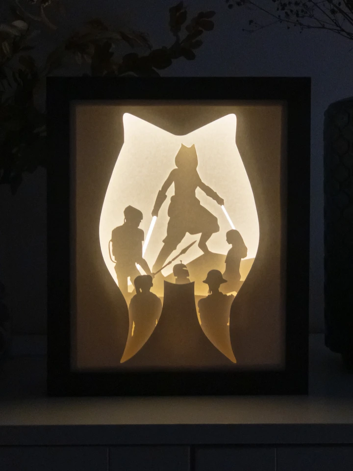Star Wars Ahsoka Tano DIY Layered 3D Lightbox Papercut Template | Digital Lightbox Art for Home Decor, Shadow Box SVG PDF