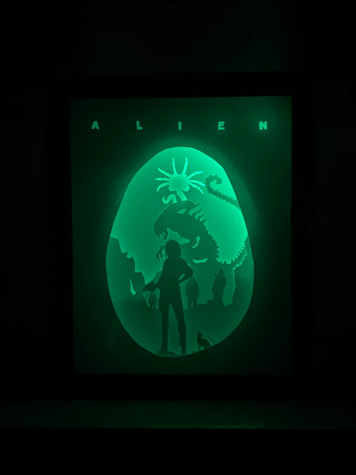 Alien Movie DIY Layered 3D Lightbox Papercut Template | Digital Lightbox Art for Home Decor, Shadow Box SVG PDF