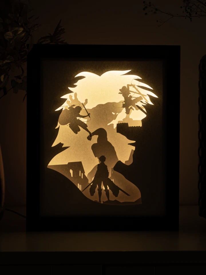 Attack On Titan DIY Layered 3D Lightbox Papercut Template | Digital Lightbox Art for Home Decor, Shadow Box SVG PDF