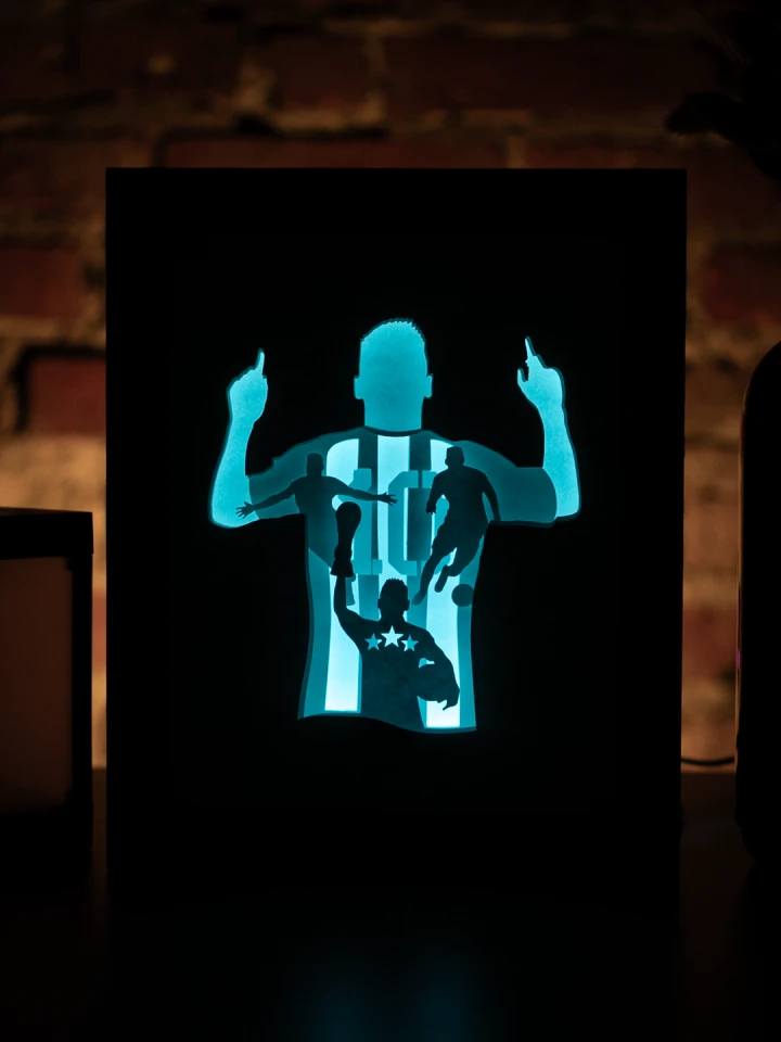 Lionel Messi DIY Layered 3D Lightbox Papercut Template | Digital Lightbox Art for Home Decor, Shadow Box SVG PDF