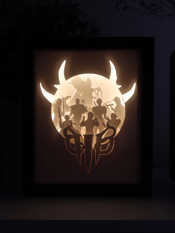 Baldur's Gate 3 DIY Layered 3D Lightbox Papercut Template | Digital Lightbox Art for Home Decor, Shadow Box SVG PDF