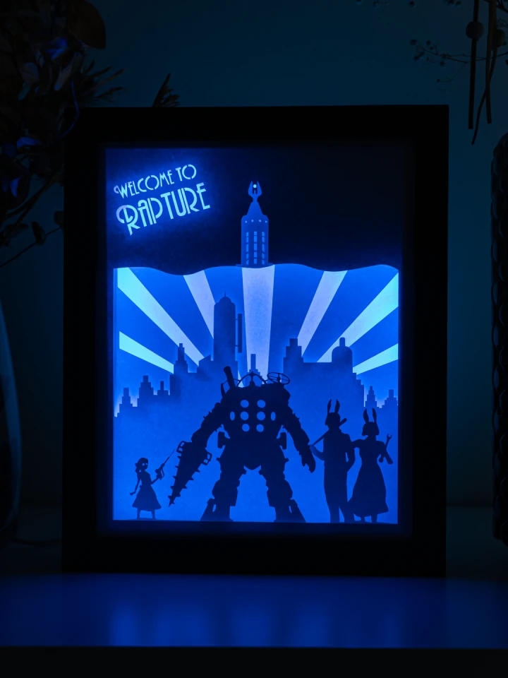 Bioshock DIY Layered 3D Lightbox Papercut Template | Digital Lightbox Art for Home Decor, Shadow Box SVG PDF
