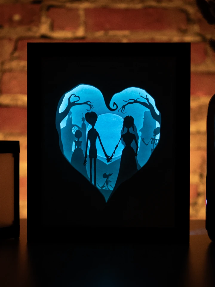 Corpse Bride DIY Layered 3D Lightbox Papercut Template | Digital Lightbox Art for Home Decor, Shadow Box SVG PDF