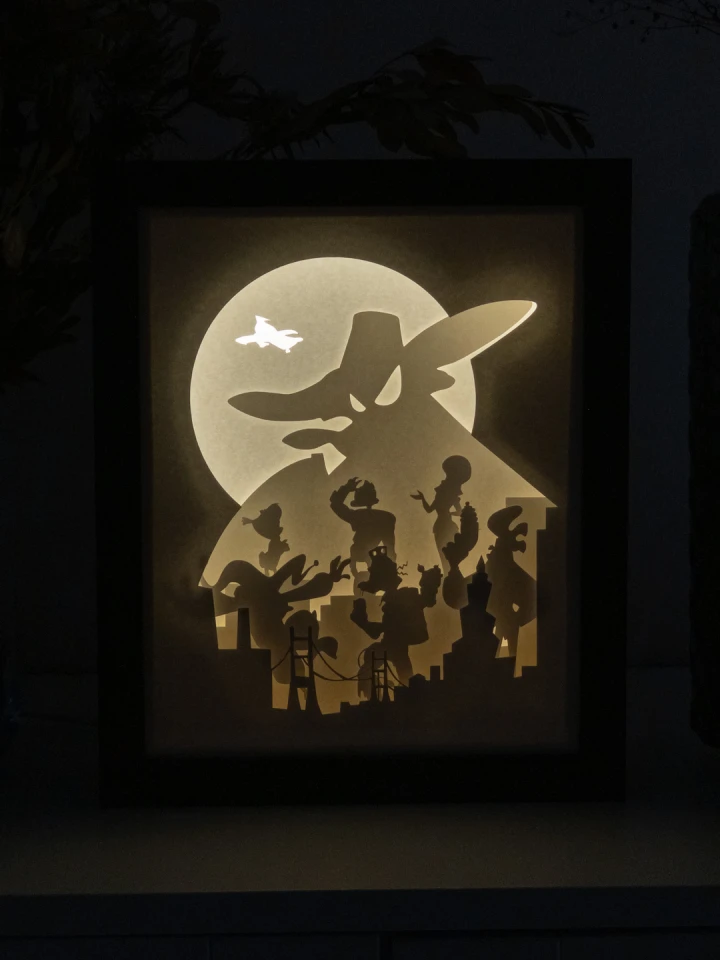 Darkwing Duck DIY Layered 3D Lightbox Papercut Template | Digital Lightbox Art for Home Decor, Shadow Box SVG PDF