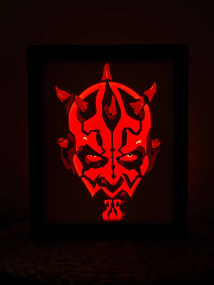 Star Wars Darth Maul DIY Layered 3D Lightbox Papercut Template | Digital Lightbox Art for Home Decor, Shadow Box SVG PDF