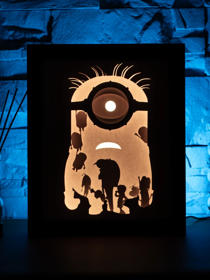 Despicable Me DIY Layered 3D Lightbox Papercut Template | Digital Lightbox Art for Home Decor, Shadow Box SVG PDF