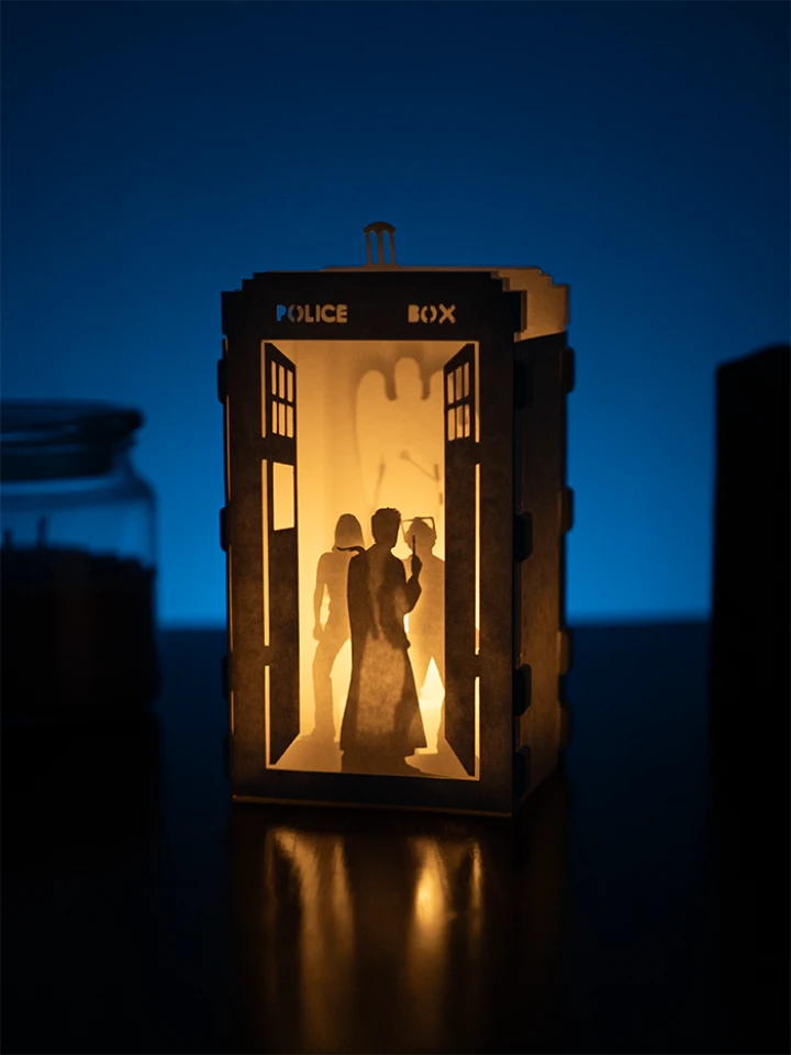 Doctor Who DIY Layered 3D Lantern Papercut Template | Digital Lightbox Art for Home Decor, Shadow Box SVG PDF