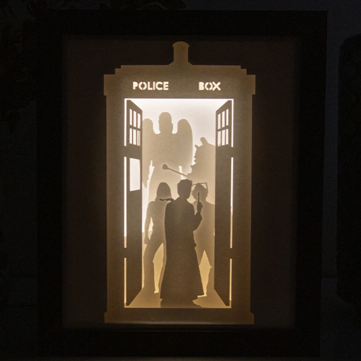 Doctor Who DIY Layered 3D Lightbox Papercut Template | Digital Lightbox Art for Home Decor, Shadow Box SVG PDF