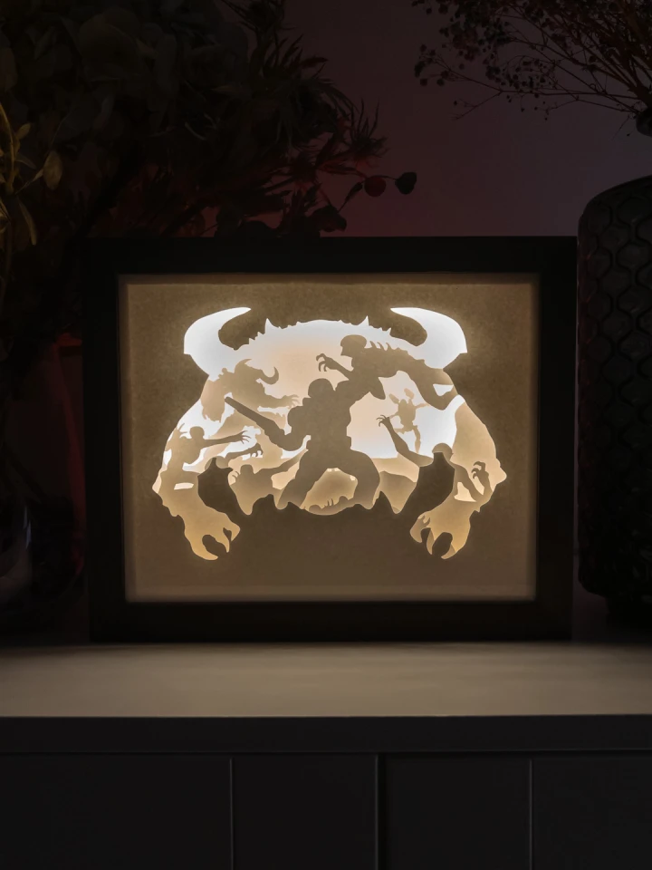 Doom DIY Layered 3D Lightbox Papercut Template | Digital Lightbox Art for Home Decor, Shadow Box SVG PDF