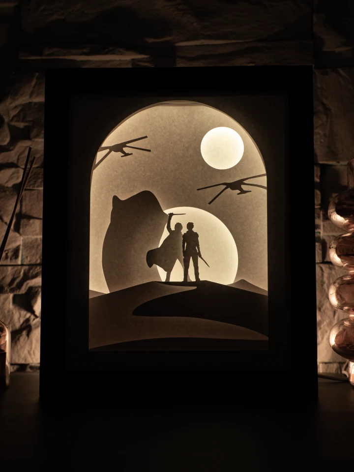 Dune DIY Layered 3D Lightbox Papercut Template | Digital Lightbox Art for Home Decor, Shadow Box SVG PDF