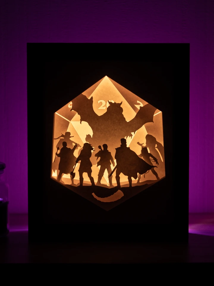Dungeon & Dragon DIY Layered 3D Lightbox Papercut Template | Digital Lightbox Art for Home Decor, Shadow Box SVG PDF
