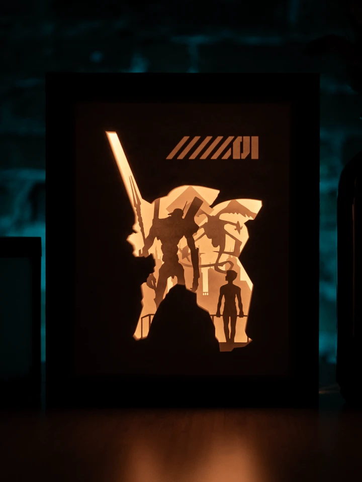 Evangelion DIY Layered 3D Lightbox Papercut Template | Digital Lightbox Art for Home Decor, Shadow Box SVG PDF