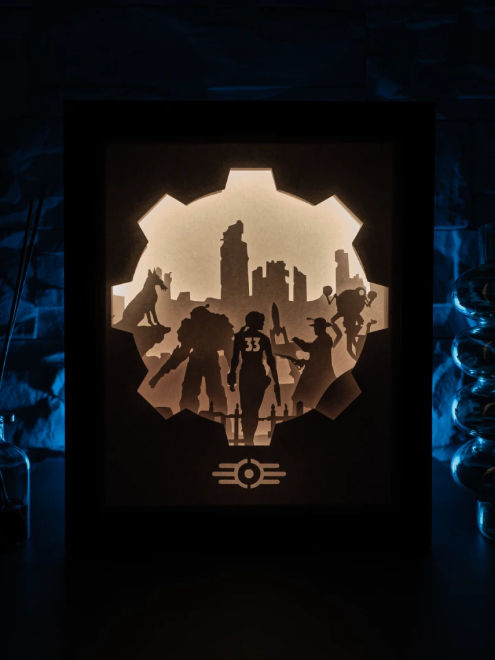 Fallout DIY Layered 3D Lightbox Papercut Template | Digital Lightbox Art for Home Decor, Shadow Box SVG PDF