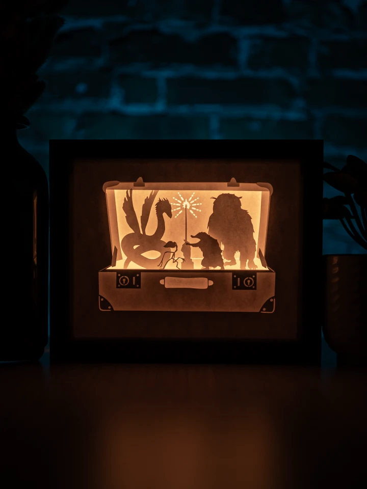 Fantastic Beasts DIY Layered 3D Lightbox Papercut Template | Digital Lightbox Art for Home Decor, Shadow Box SVG PDF