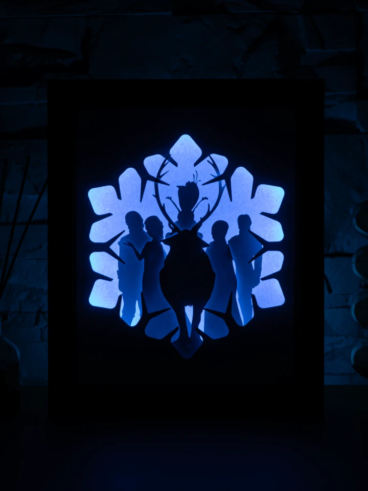 Frozen DIY Layered 3D Lightbox Papercut Template | Digital Lightbox Art for Home Decor, Shadow Box SVG PDF