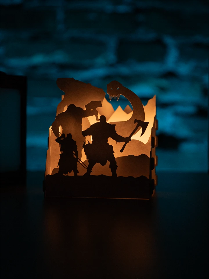 God of War DIY Layered 3D Lantern Papercut Template | Digital Lightbox Art for Home Decor, Shadow Box SVG PDF