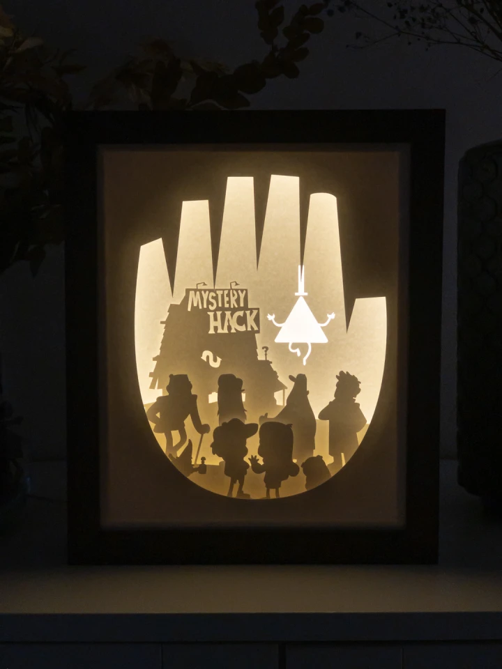 Gravity Falls DIY Layered 3D Lightbox Papercut Template | Digital Lightbox Art for Home Decor, Shadow Box SVG PDF