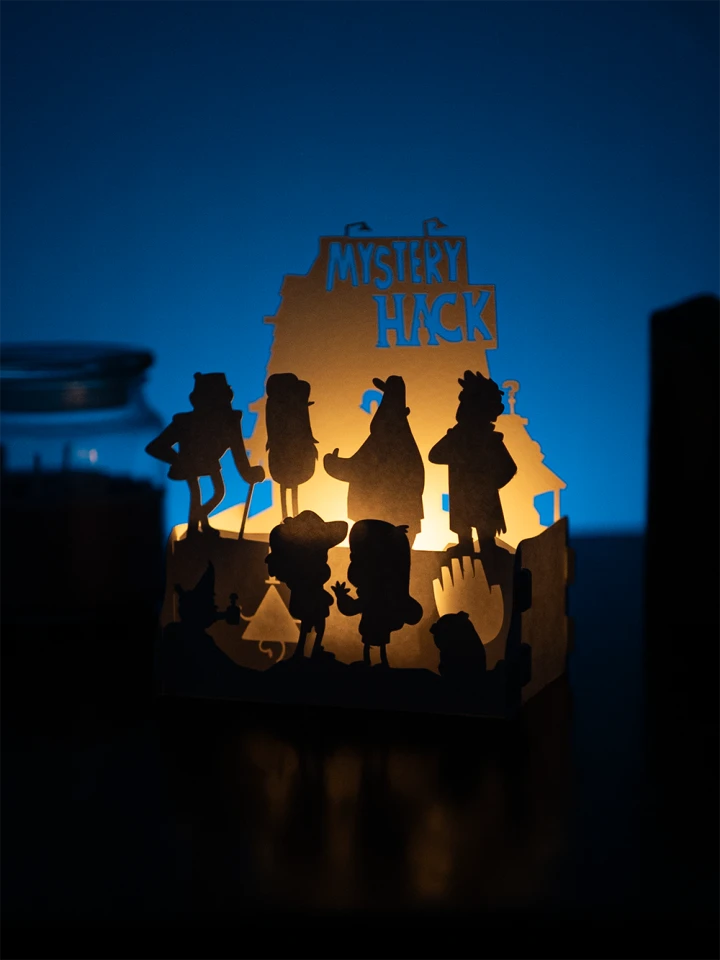Gravity Falls DIY Layered 3D Lantern Papercut Template | Digital Lightbox Art for Home Decor, Shadow Box SVG PDF