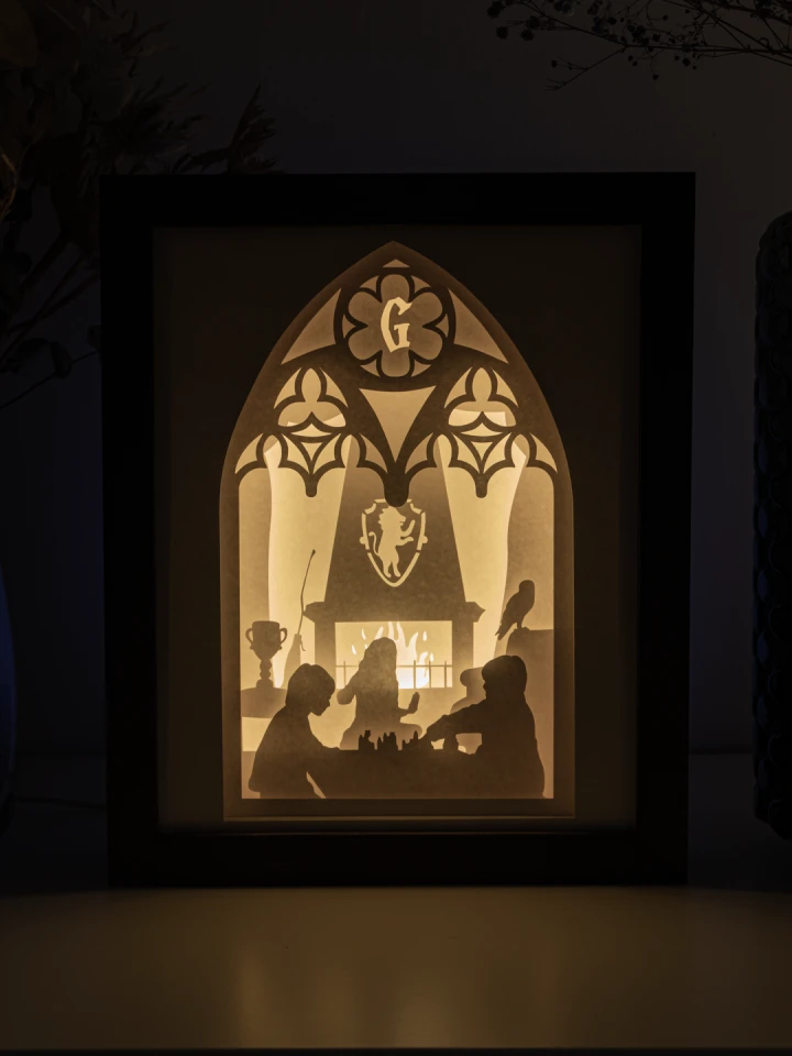 Harry Potter - Griffindor Common DIY Layered 3D Lightbox Papercut Template | Digital Lightbox Art for Home Decor, Shadow Box SVG PDF