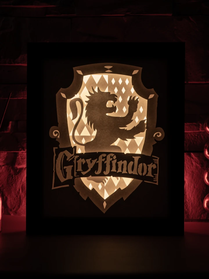 Harry Potter - Griffindor DIY Layered 3D Lightbox Papercut Template | Digital Lightbox Art for Home Decor, Shadow Box SVG PDF