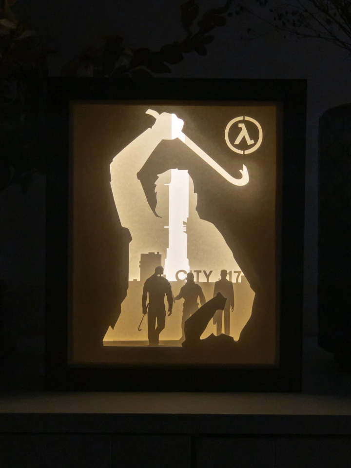 Half-Life DIY Layered 3D Lightbox Papercut Template | Digital Lightbox Art for Home Decor, Shadow Box SVG PDF