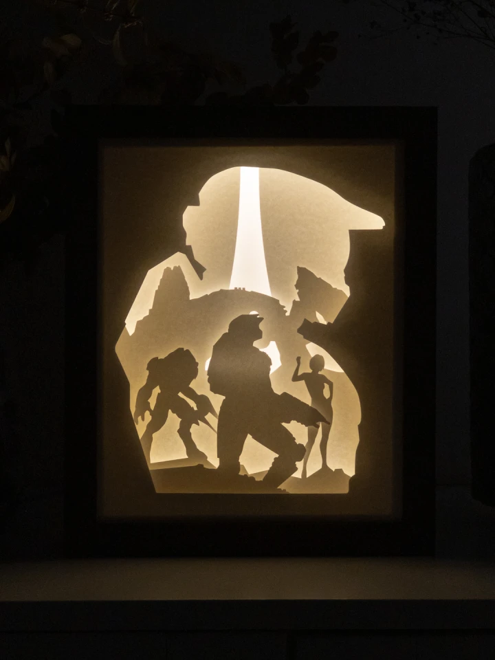 Halo DIY Layered 3D Lightbox Papercut Template | Digital Lightbox Art for Home Decor, Shadow Box SVG PDF