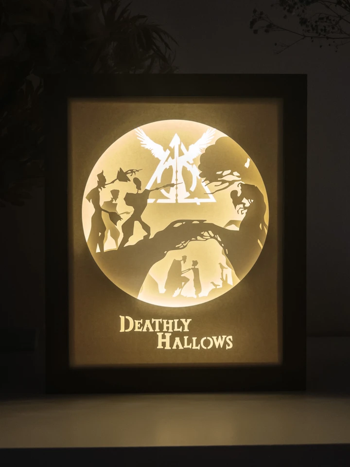 Harry Potter - Dathly Hallows DIY Layered 3D Lightbox Papercut Template | Digital Lightbox Art for Home Decor, Shadow Box SVG PDF