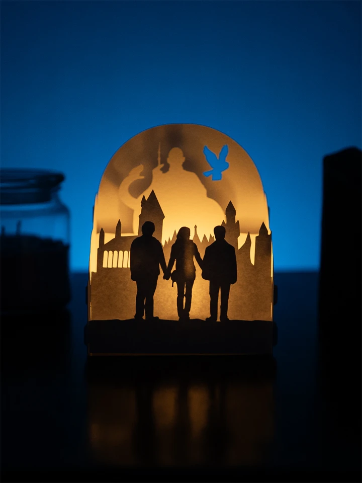 Harry Potter, Ron Weasley, Hermione DIY Layered 3D Lantern Papercut Template | Digital Lightbox Art for Home Decor, Shadow Box SVG PDF