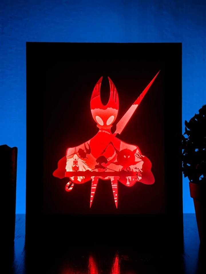 Hollow Knight Silksong DIY Layered 3D Lightbox Papercut Template | Digital Lightbox Art for Home Decor, Shadow Box SVG PDF DXF